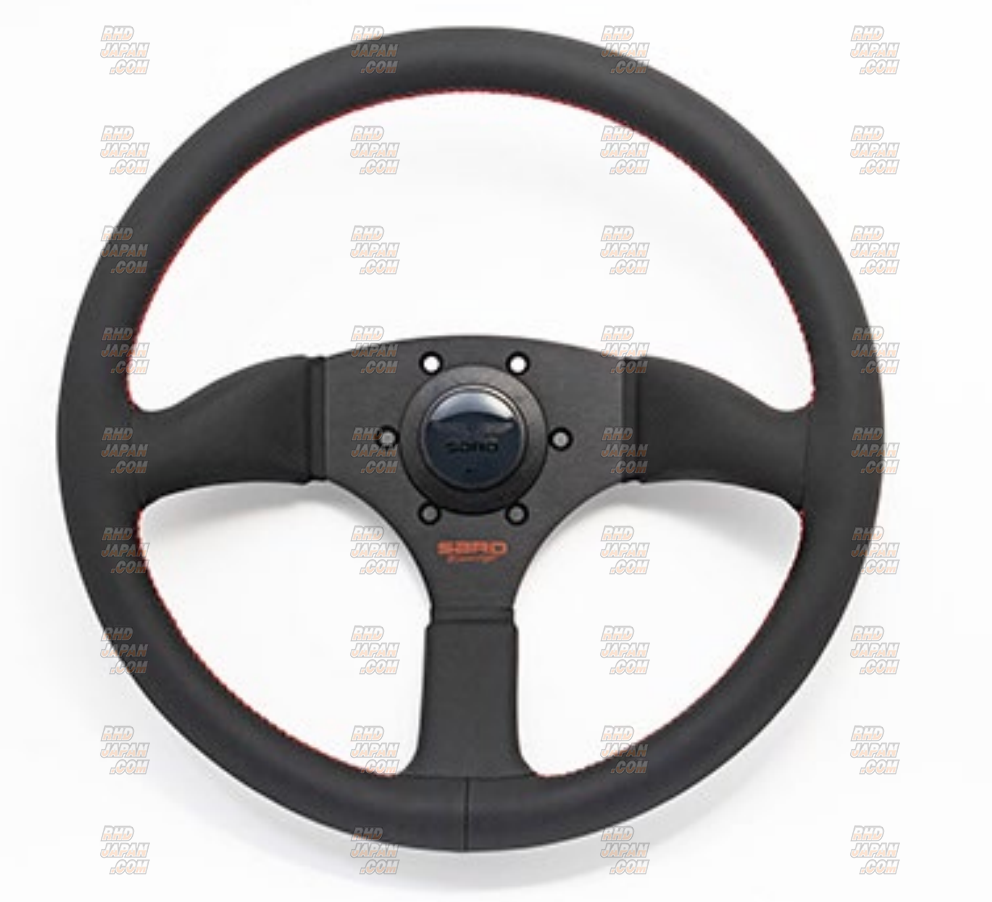 Sard Steering Wheel Semi-Deep 345mm - Black X Red - RHDJapan